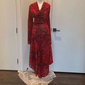 Solace London Red and Black Long Sleeve Dress